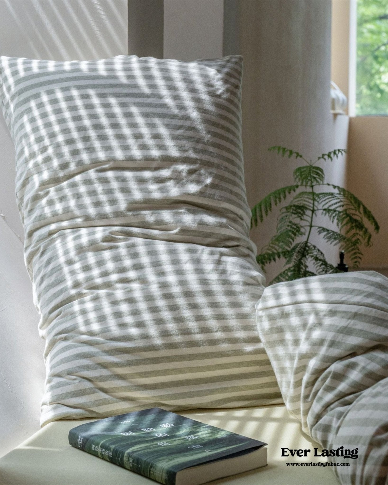 Wren Fresh Striped Jersey Knit Bedding Set / Green