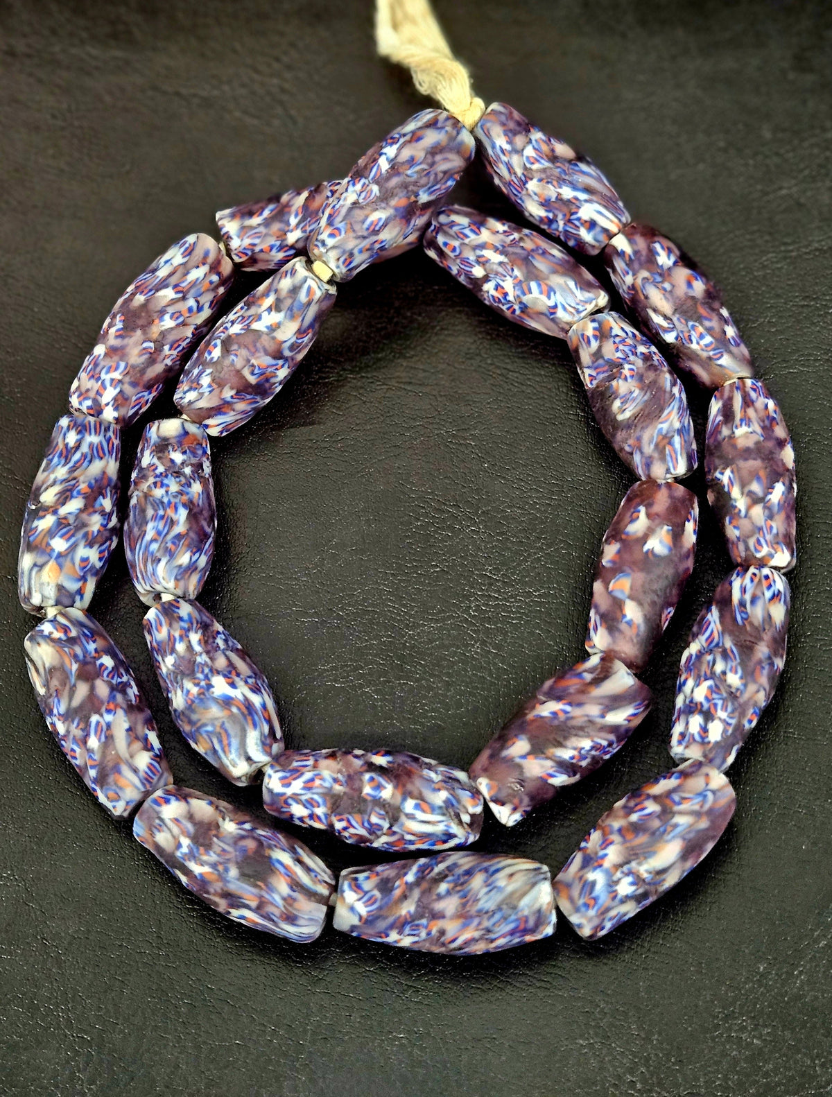 XL Indigo Fusion Krobo Recycled Glass Beads | Handmade Ghana Statement Beads