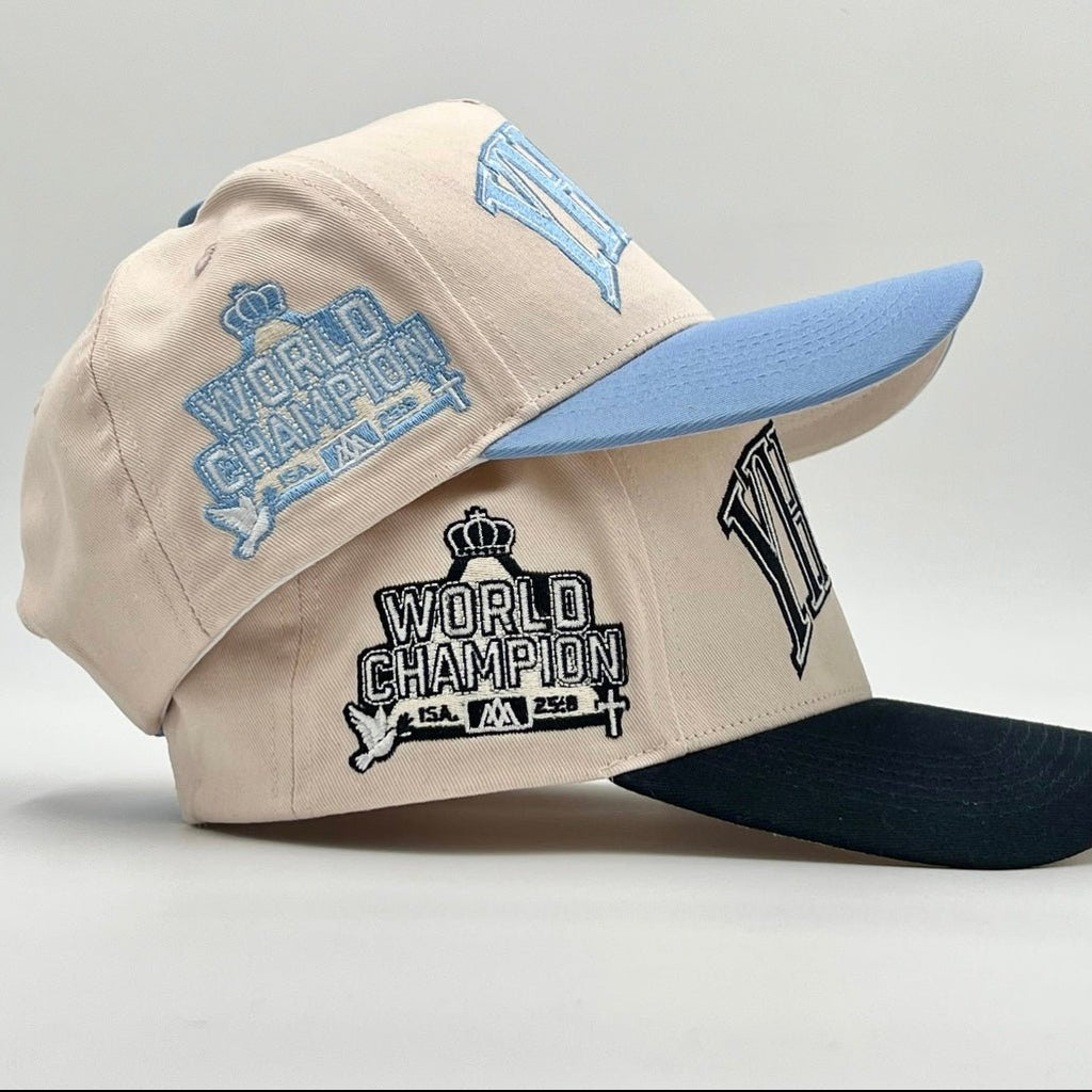 [PRE-ORDER - SHIPS MID-OCTOBER] ‘YHWH’ Structured SnapBack - Cream/Baby Blue