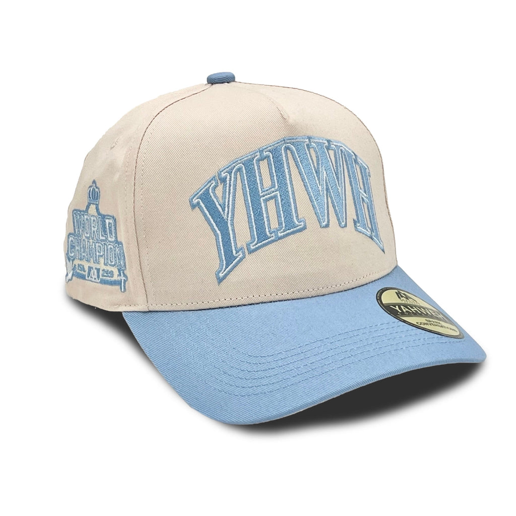 [PRE-ORDER - SHIPS MID-OCTOBER] ‘YHWH’ Structured SnapBack - Cream/Baby Blue