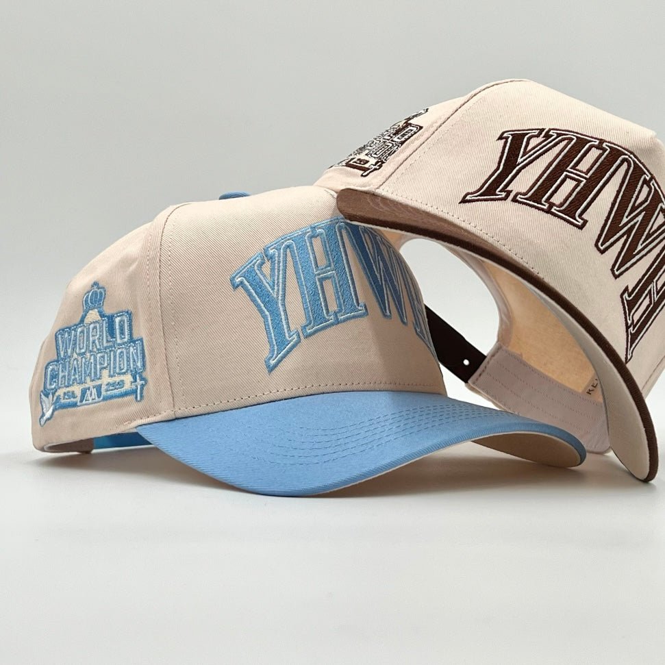 [PRE-ORDER - SHIPS MID-OCTOBER] ‘YHWH’ Structured SnapBack - Cream/Baby Blue