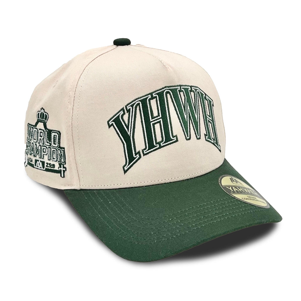 [PRE-ORDER - SHIPS MID-OCTOBER] ‘YHWH’ Structured SnapBack - Cream/Billiard Green