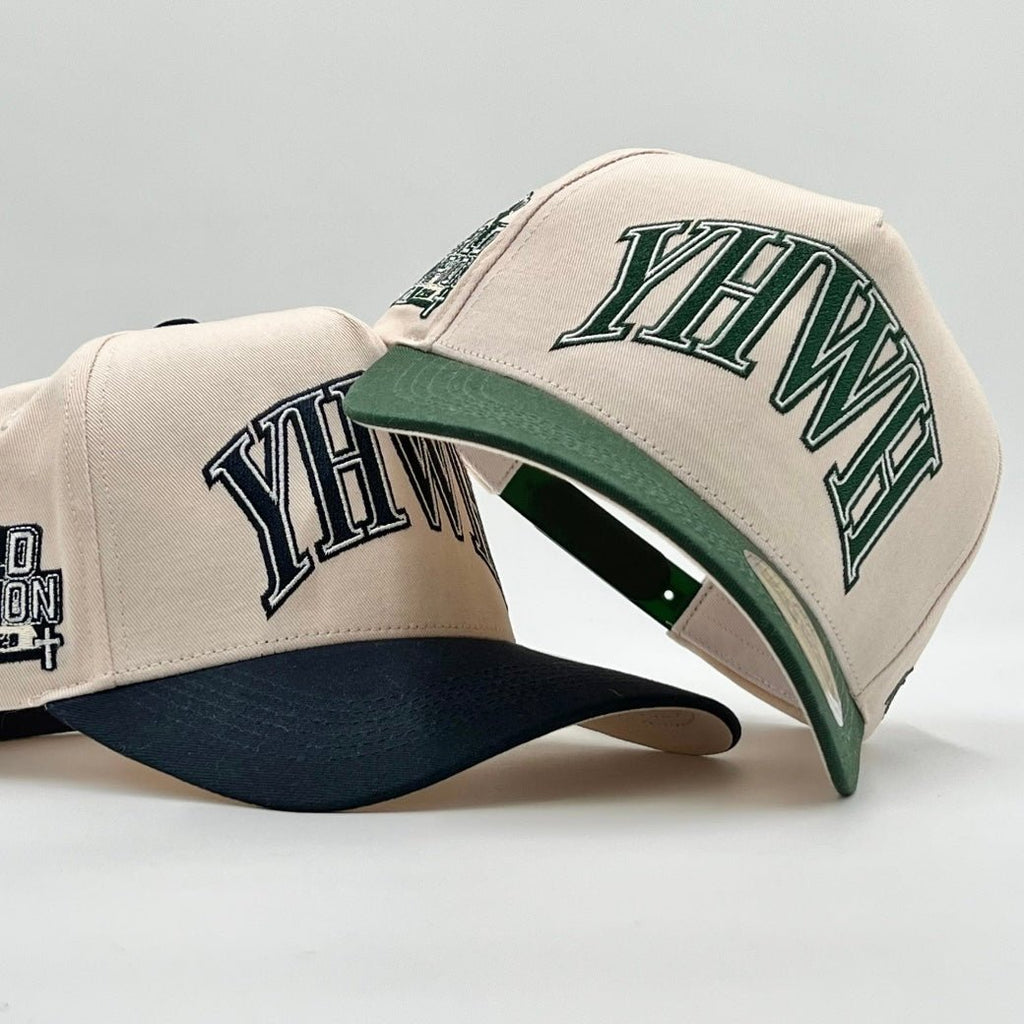 [PRE-ORDER - SHIPS MID-OCTOBER] ‘YHWH’ Structured SnapBack - Cream/Billiard Green